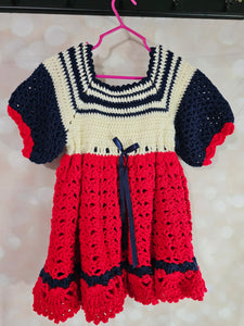 Crocheted Dress - Red White & Blue