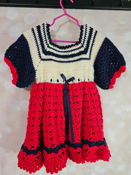 Crocheted Dress - Red White & Blue