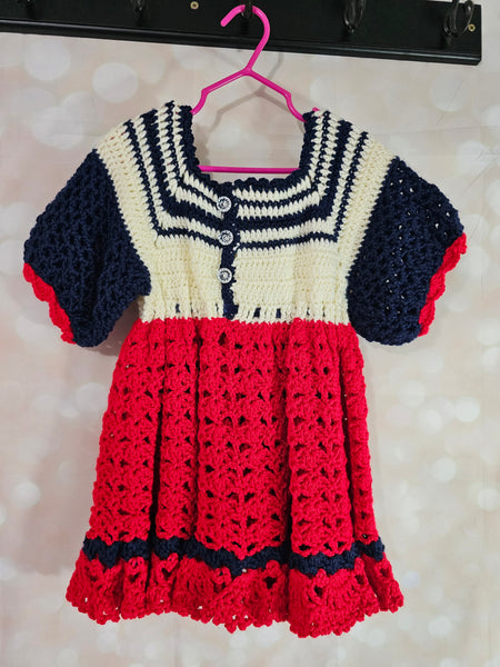 Crocheted Dress - Red White & Blue