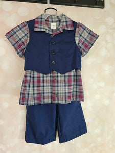 3pc Vintage Shirt, Vest and Pants- Navy