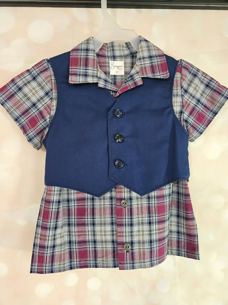 3pc Vintage Shirt, Vest and Pants- Navy