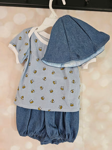 3pc Shirt, Shorts and Hat- Bees