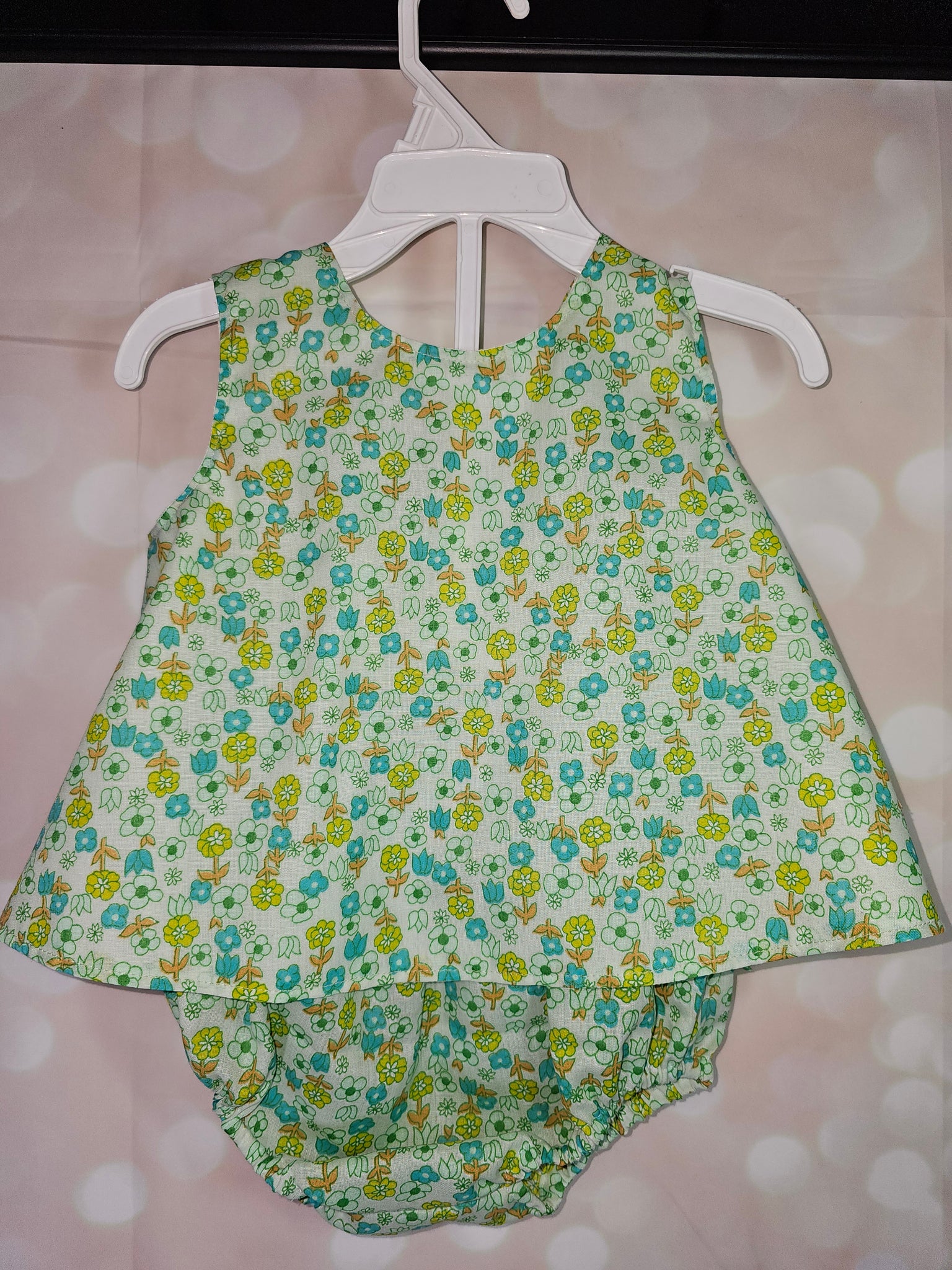 3pc Floral Fly-Away Dress, Bloomers and Hat