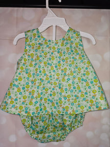 3pc Floral Fly-Away Dress, Bloomers and Hat