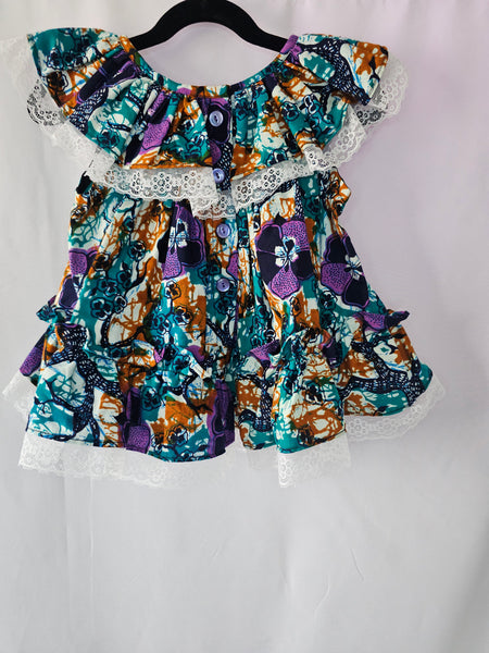 Heritage Bloom Sister Dress | Hand-Dyed Ivory Coast Cotton | 12 Months