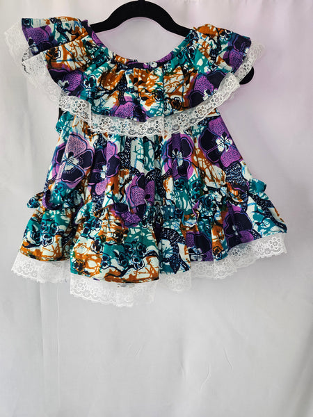 Heritage Bloom Sister Dress | Hand-Dyed Ivory Coast Cotton | 12 Months