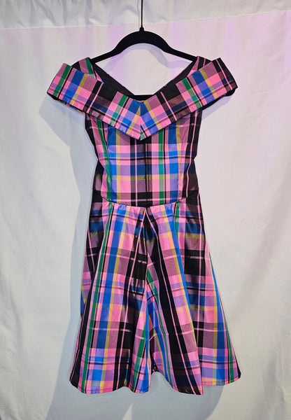 Rainbow Rebel Plaid Party Dress (Size 6/8)