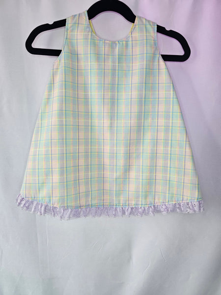 Pastel Picnic Plaid Dress + Ruffle Bloomers | Flyaway Back | 12 Months