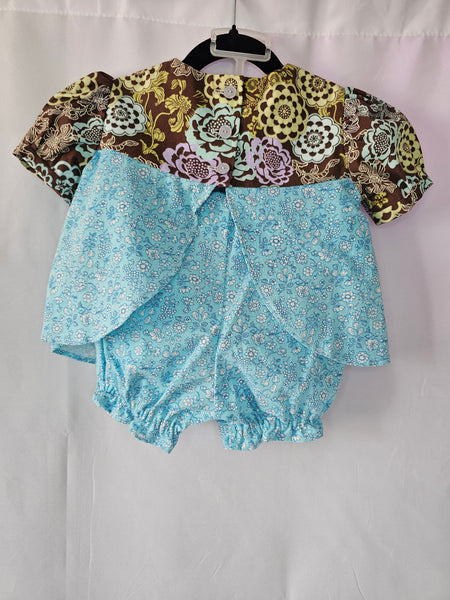 Vintage Cotton Fly Away Dress Set | Dress + Bloomers | 12 Months