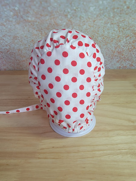 Red Polka Dot and Lace Bonnet 6-12M