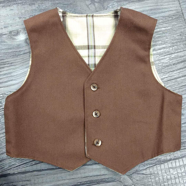 3pc Vintage Brown Shirt, Vest and Pants