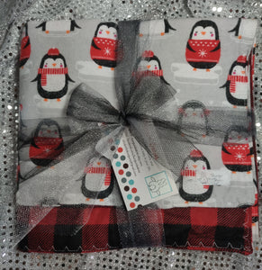 Plaid Penguins Receiving Blanket Set