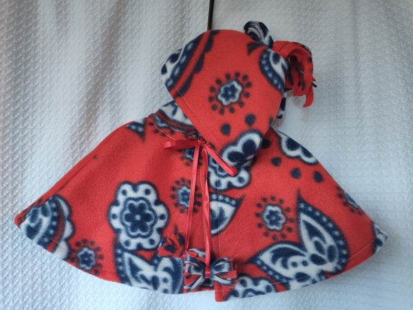 Red Floral Hooded Poncho