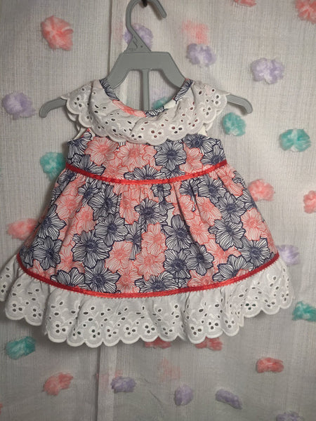 2pc Red and Blue Floral Dress