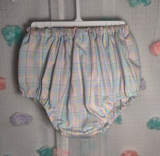 2pc Vintage Pale Plaid Fly-Away Dress and Bloomers