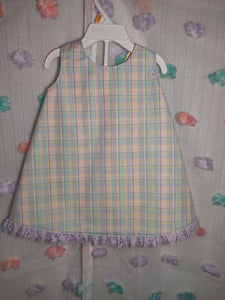 2pc Vintage Pale Plaid Fly-Away Dress and Bloomers